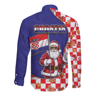 Croatia Christmas Long Sleeve Button Shirt Santas Favorite Croatian - Wonder Print Shop