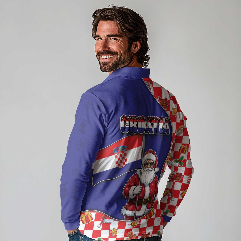 Croatia Christmas Long Sleeve Polo Shirt Santas Favorite Croatian - Wonder Print Shop