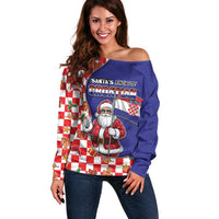 Croatia Christmas Off Shoulder Sweater Santas Favorite Croatian - Wonder Print Shop