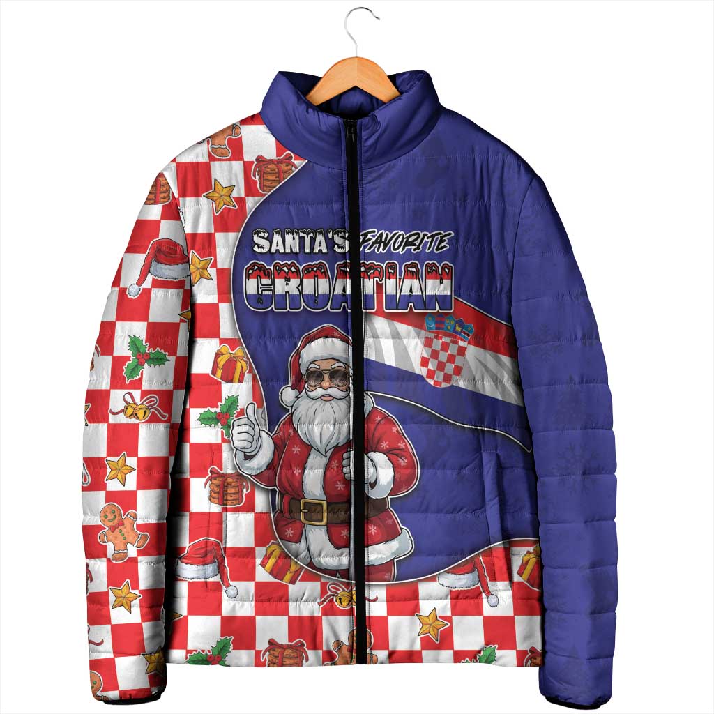 Croatia Christmas Padded Jacket Santas Favorite Croatian - Wonder Print Shop