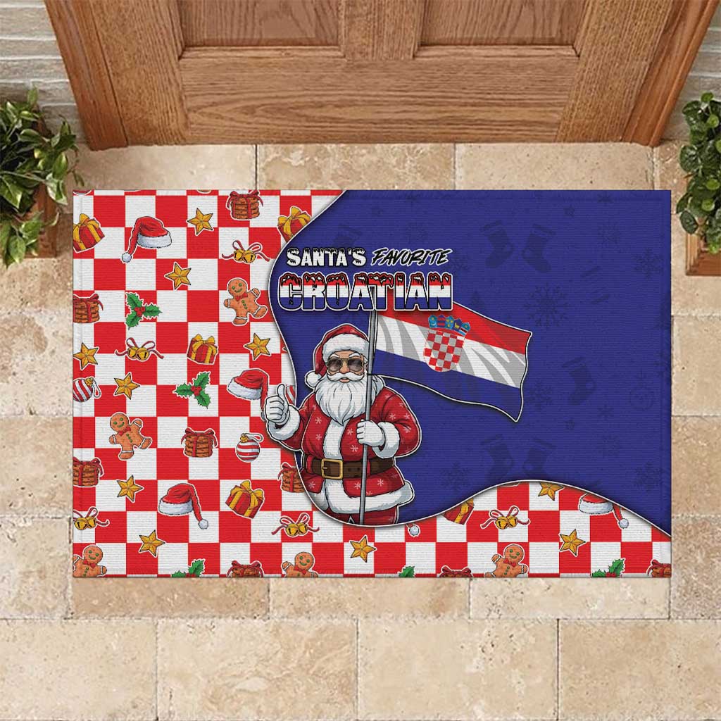 Croatia Christmas Rubber Doormat Santas Favorite Croatian - Wonder Print Shop