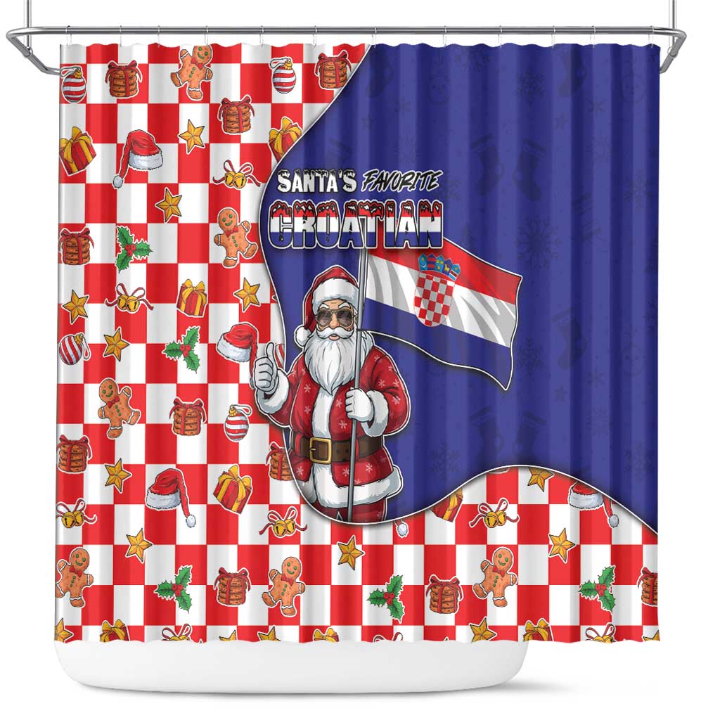 Croatia Christmas Shower Curtain Santas Favorite Croatian - Wonder Print Shop