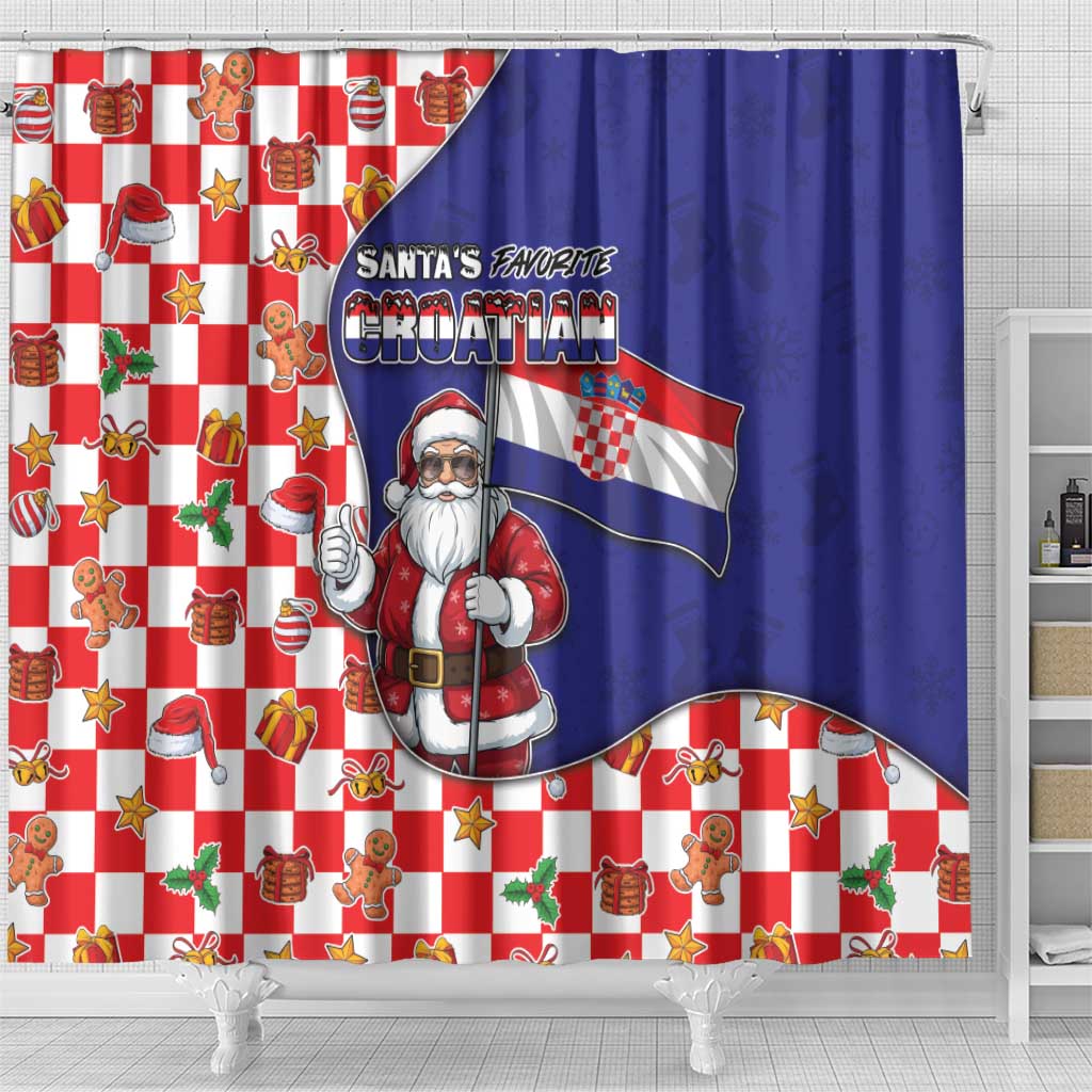 Croatia Christmas Shower Curtain Santas Favorite Croatian - Wonder Print Shop