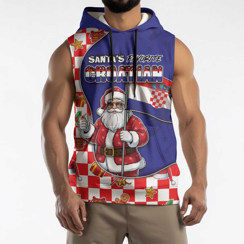 Croatia Christmas Sleeveless Hoodie Santas Favorite Croatian - Wonder Print Shop