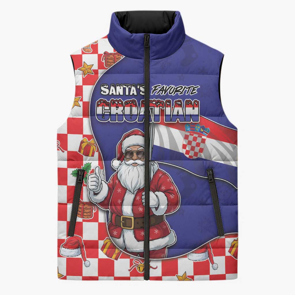 Croatia Christmas Sleeveless Puffer Jacket Santas Favorite Croatian - Wonder Print Shop