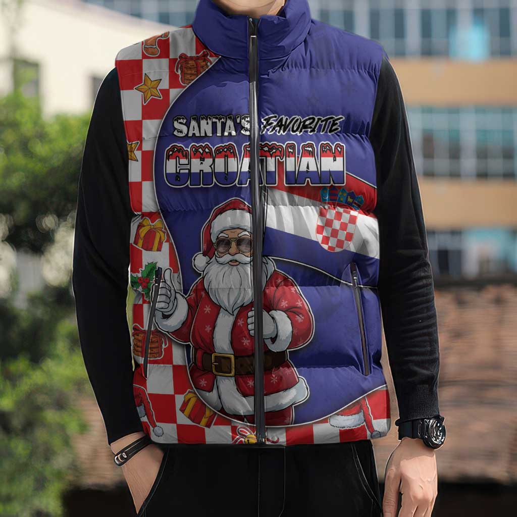 Croatia Christmas Sleeveless Puffer Jacket Santas Favorite Croatian - Wonder Print Shop