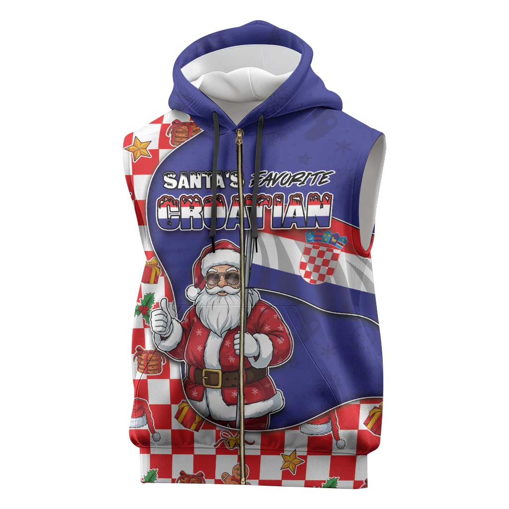 Croatia Christmas Sleeveless Zip Hoodie Santas Favorite Croatian - Wonder Print Shop