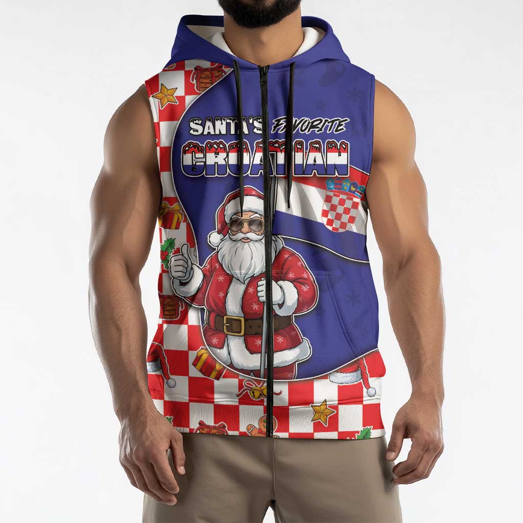 Croatia Christmas Sleeveless Zip Hoodie Santas Favorite Croatian - Wonder Print Shop