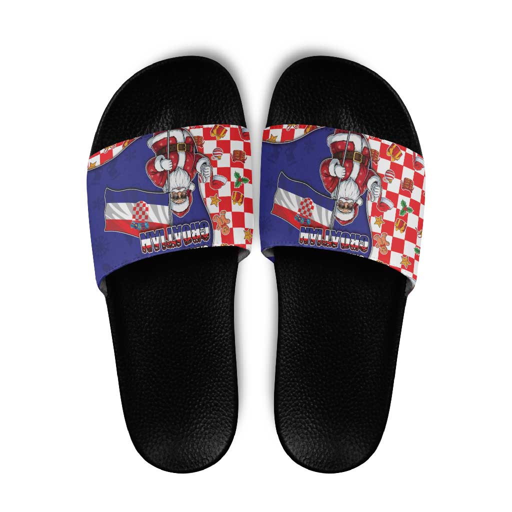 Croatia Christmas Slide Sandals Santas Favorite Croatian - Wonder Print Shop