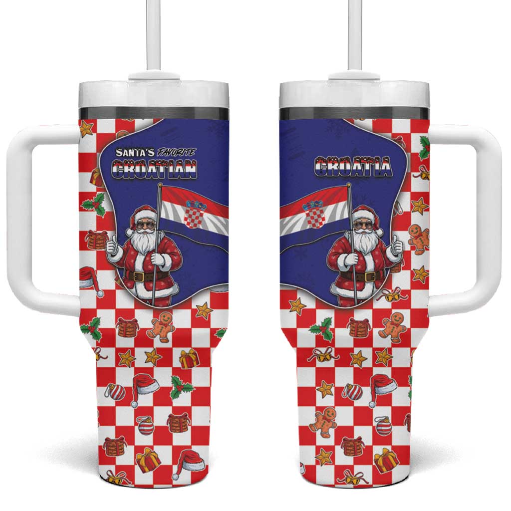 Croatia Christmas Tumbler With Handle Santas Favorite Croatian - Wonder Print Shop