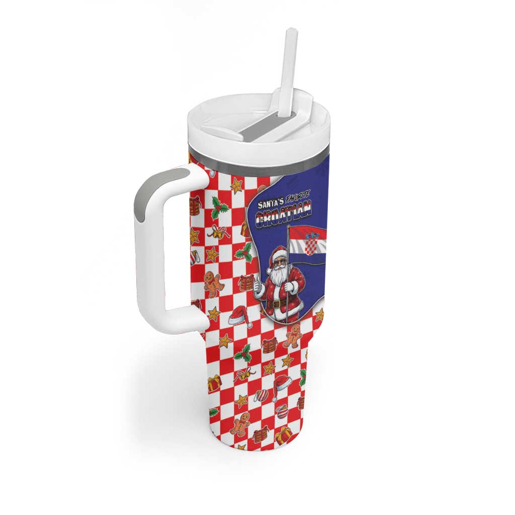 Croatia Christmas Tumbler With Handle Santas Favorite Croatian - Wonder Print Shop