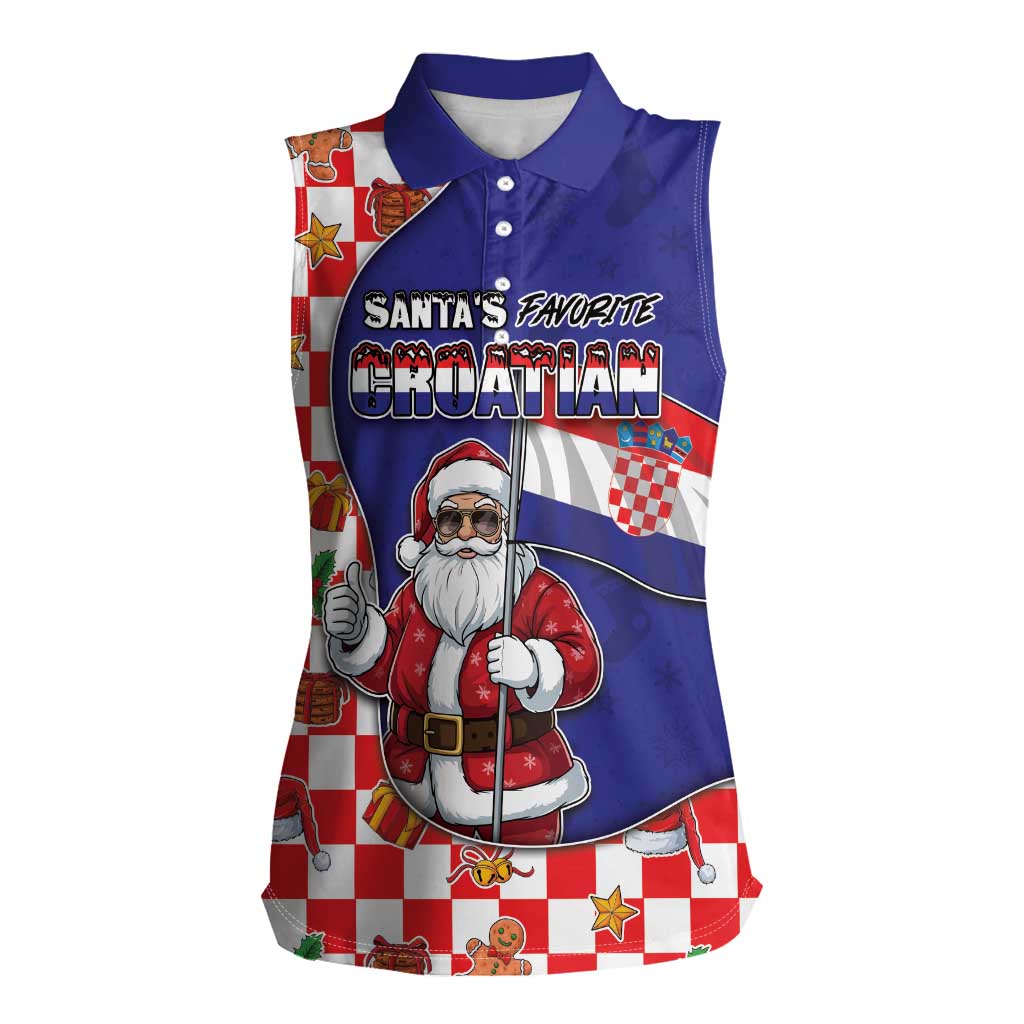 Croatia Christmas Women Sleeveless Polo Shirt Santas Favorite Croatian - Wonder Print Shop