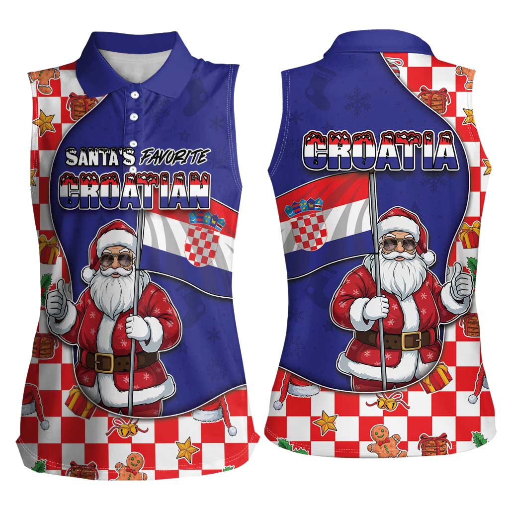 Croatia Christmas Women Sleeveless Polo Shirt Santas Favorite Croatian - Wonder Print Shop