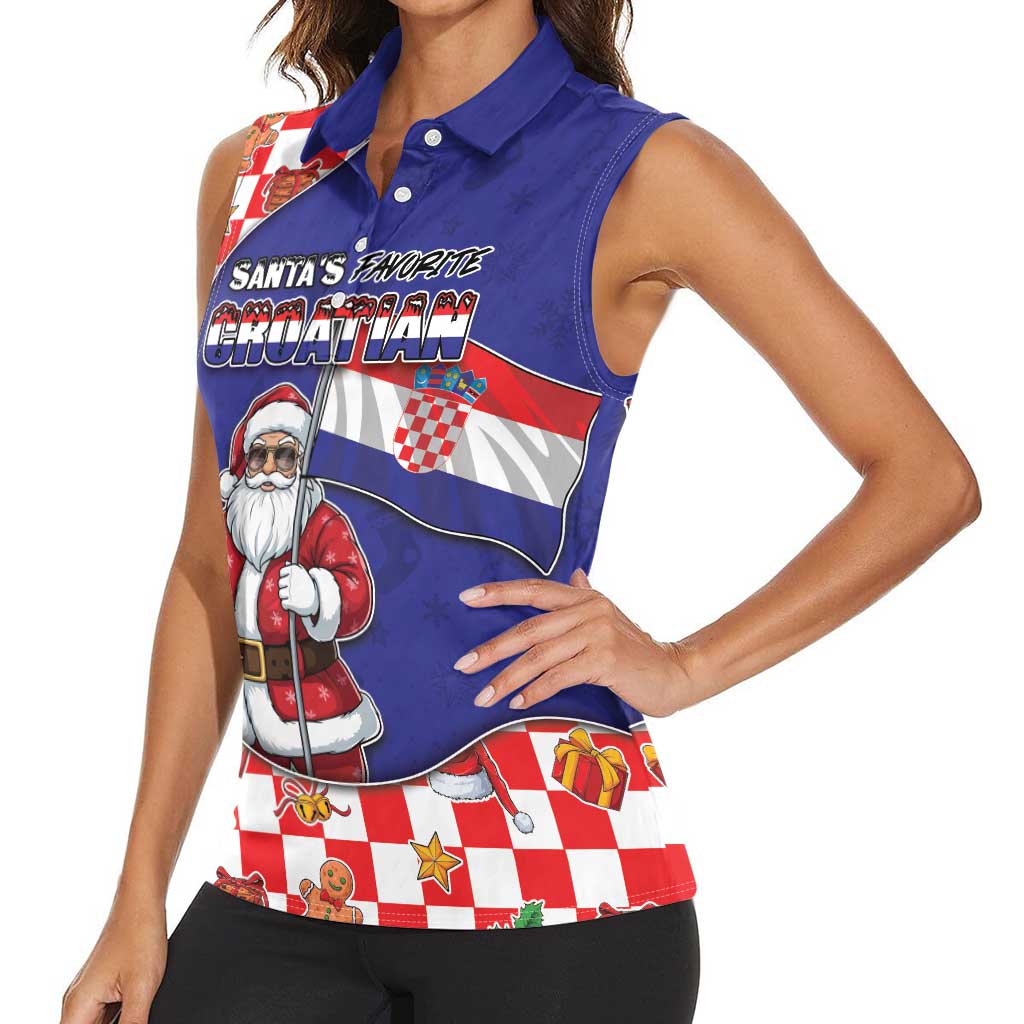Croatia Christmas Women Sleeveless Polo Shirt Santas Favorite Croatian - Wonder Print Shop