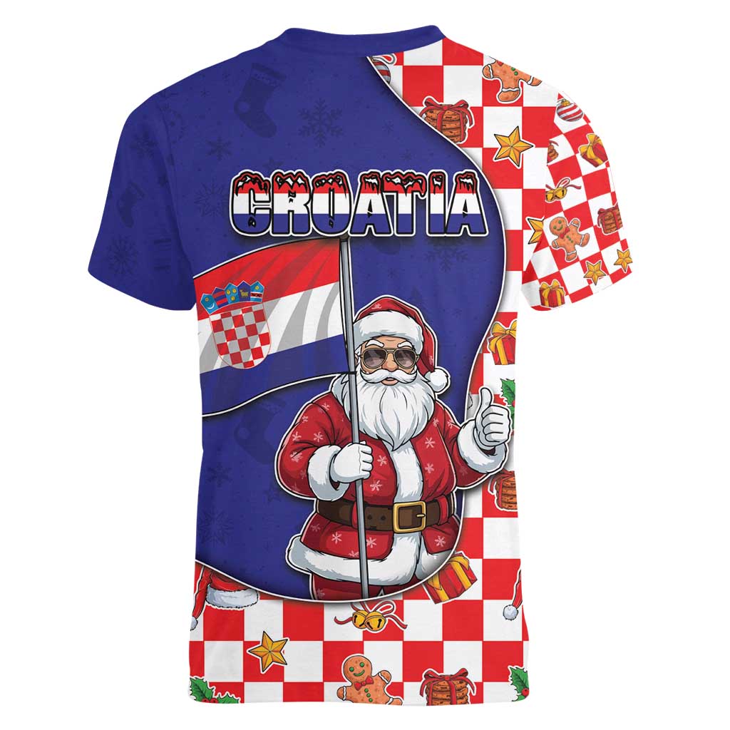Croatia Christmas Women V-Neck T-Shirt Santas Favorite Croatian - Wonder Print Shop