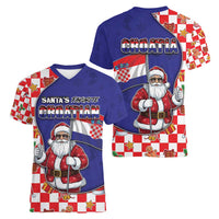 Croatia Christmas Women V-Neck T-Shirt Santas Favorite Croatian - Wonder Print Shop