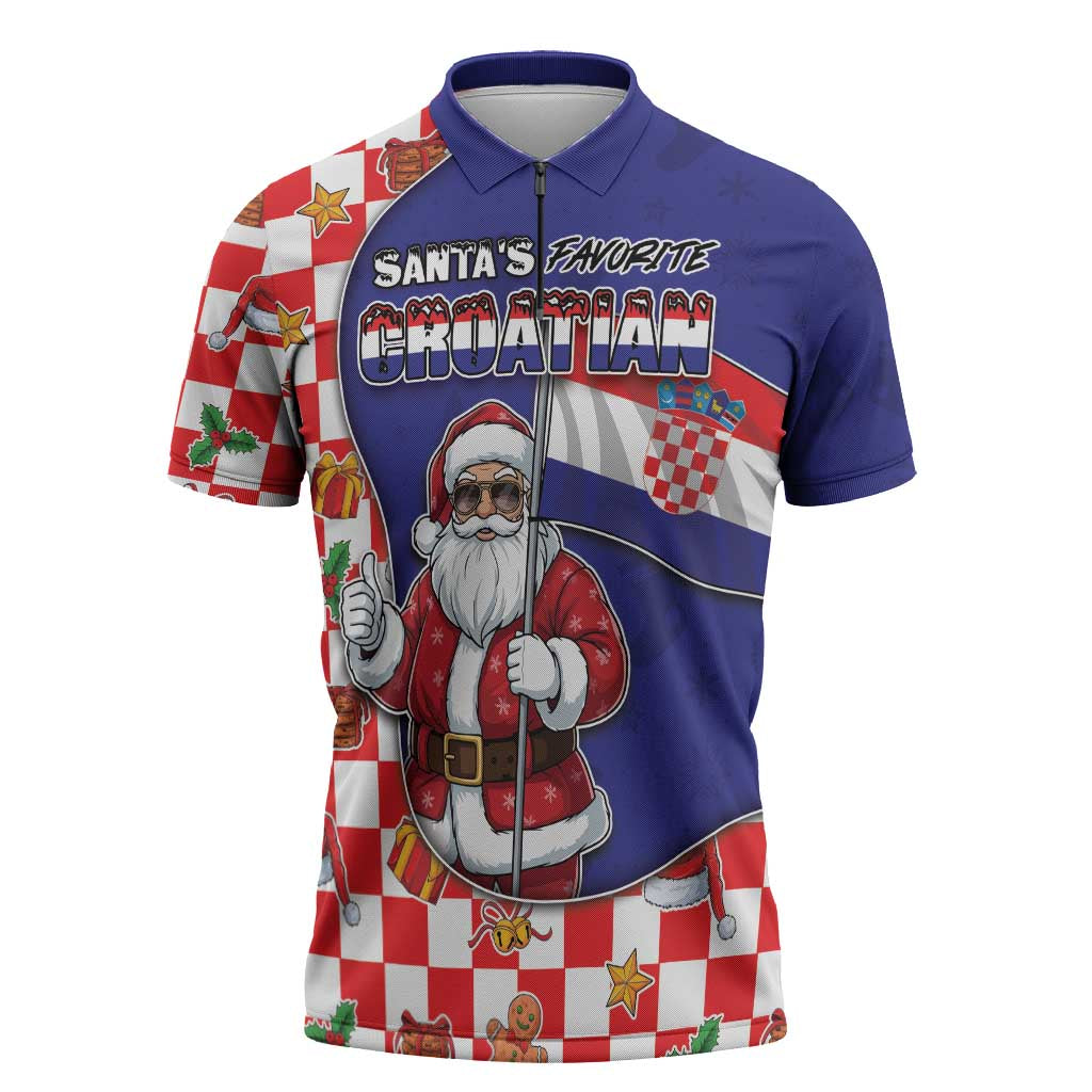 Croatia Christmas Zipper Polo Shirt Santas Favorite Croatian - Wonder Print Shop