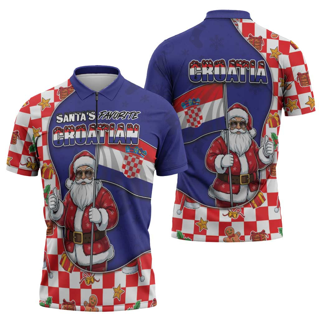 Croatia Christmas Zipper Polo Shirt Santas Favorite Croatian - Wonder Print Shop