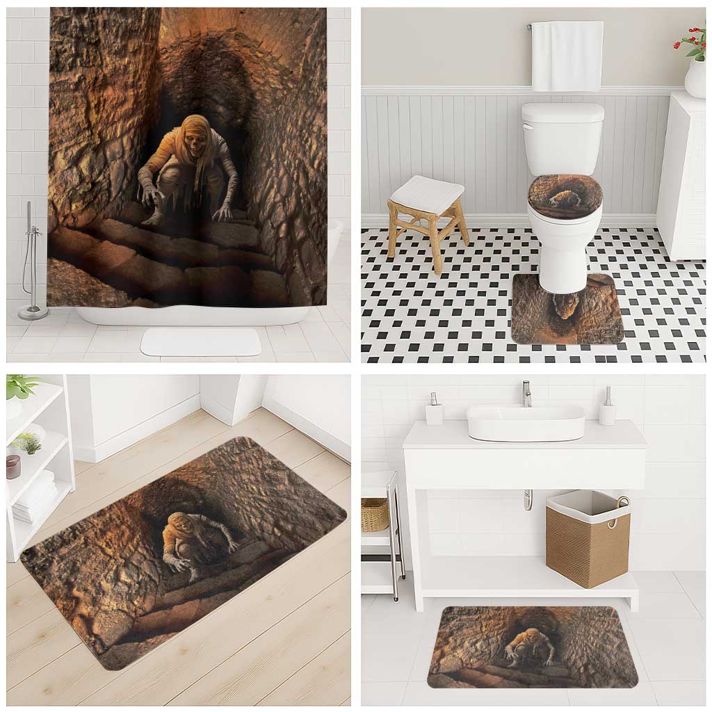 3D Illusion Scary Halloween Bathroom Set Creepy Mummy - Wonder Print Shop