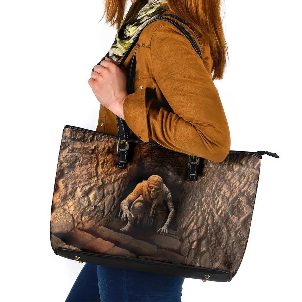 3D Illusion Scary Halloween Leather Tote Bag Creepy Mummy - Wonder Print Shop