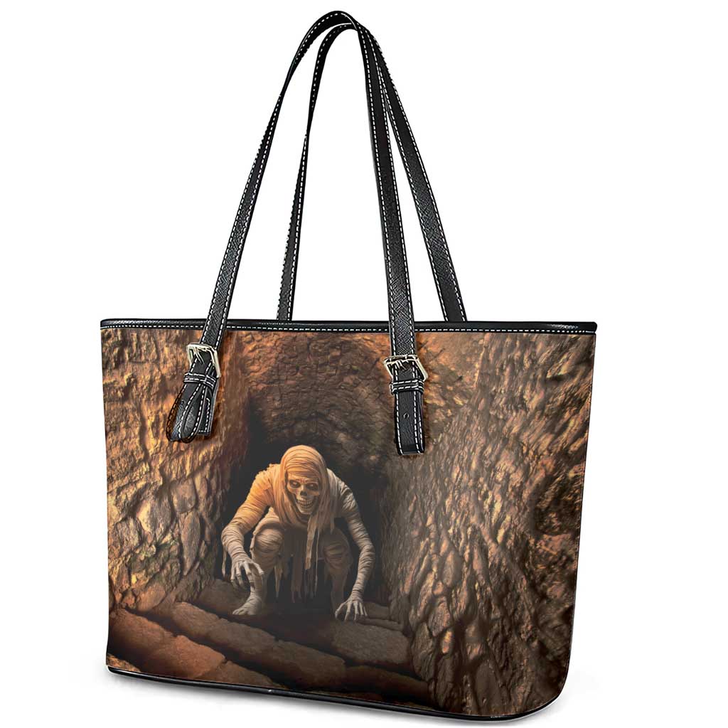 3D Illusion Scary Halloween Leather Tote Bag Creepy Mummy - Wonder Print Shop