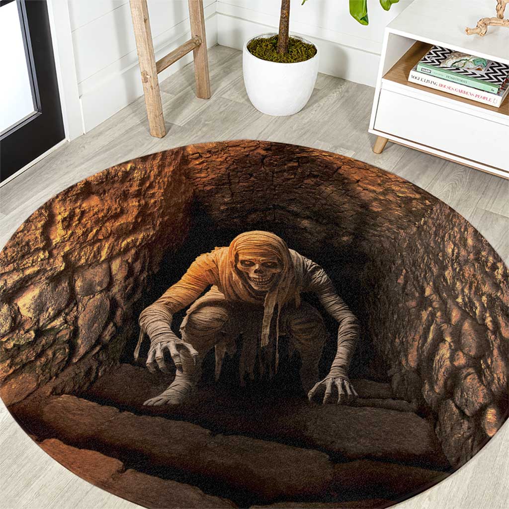 3D Illusion Scary Halloween Round Carpet Creepy Mummy - Wonder Print Shop