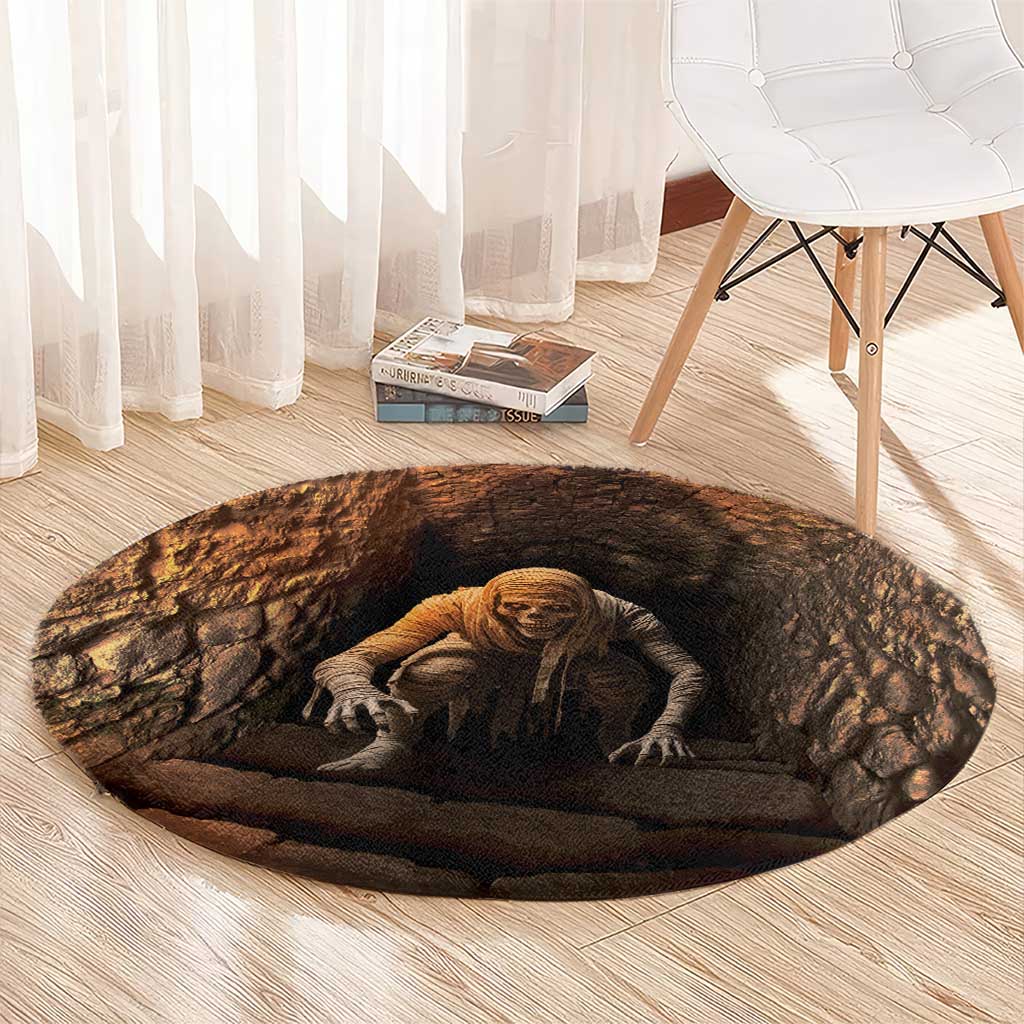 3D Illusion Scary Halloween Round Carpet Creepy Mummy - Wonder Print Shop