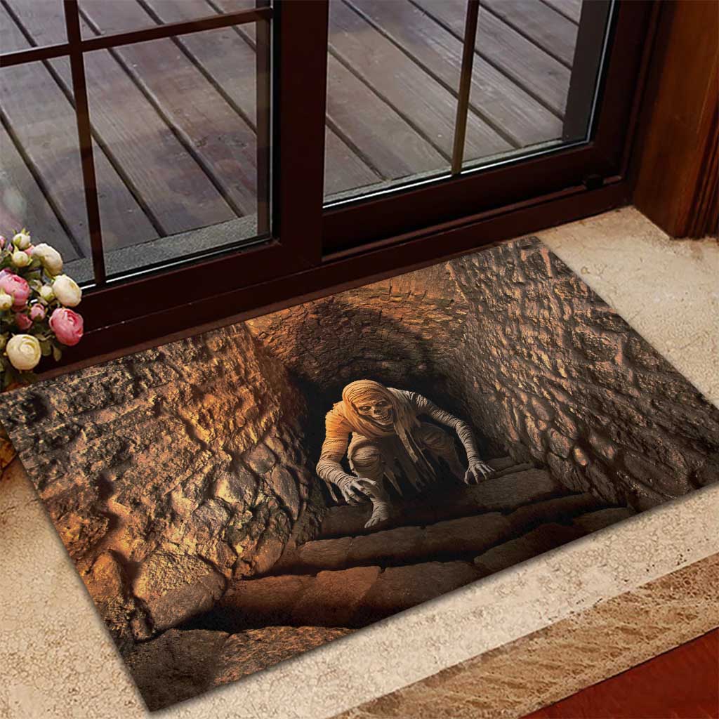 3D Illusion Scary Halloween Rubber Doormat Creepy Mummy - Wonder Print Shop