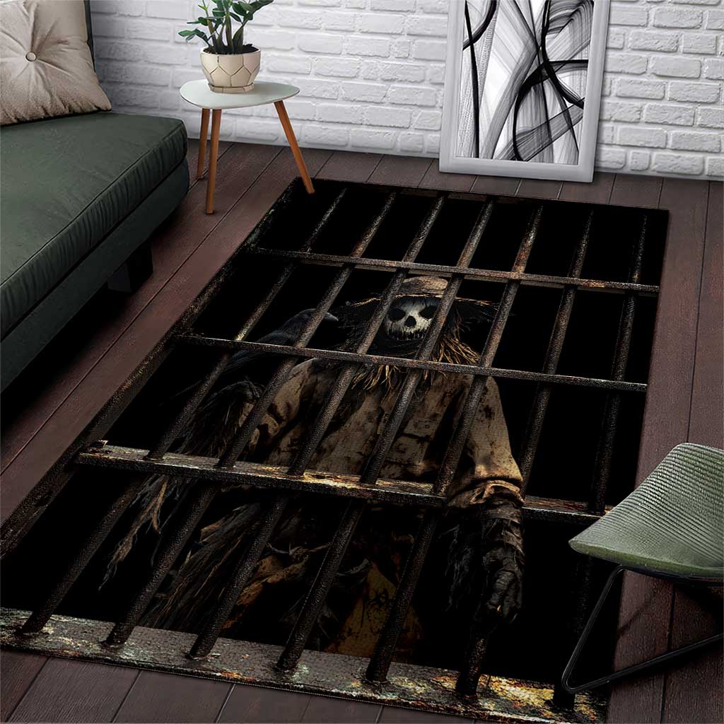 3D Illusion Straw Man Halloween Area Rug Behind The Bars - Wonder Print Shop