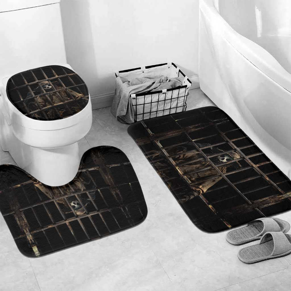 3D Illusion Straw Man Halloween Bathroom Set Behind The Bars - Wonder Print Shop