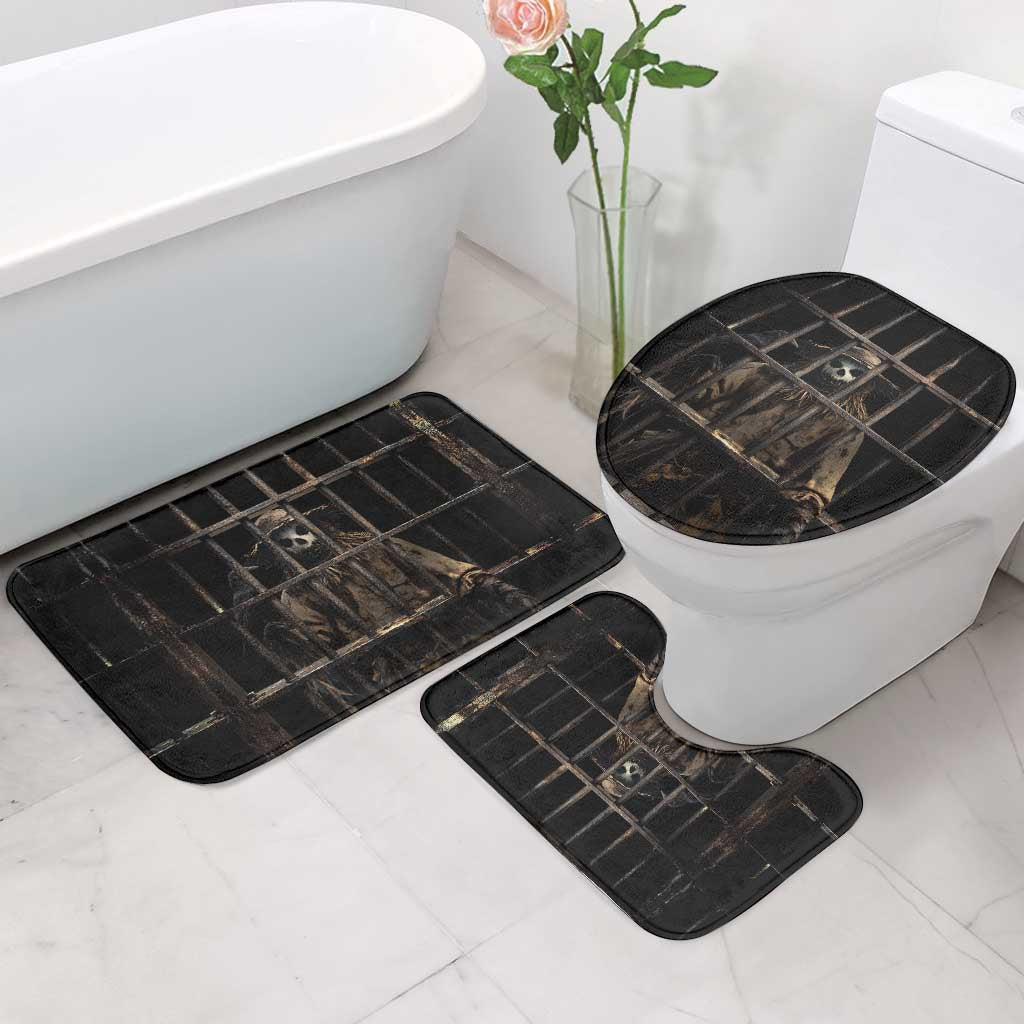 3D Illusion Straw Man Halloween Bathroom Set Behind The Bars - Wonder Print Shop