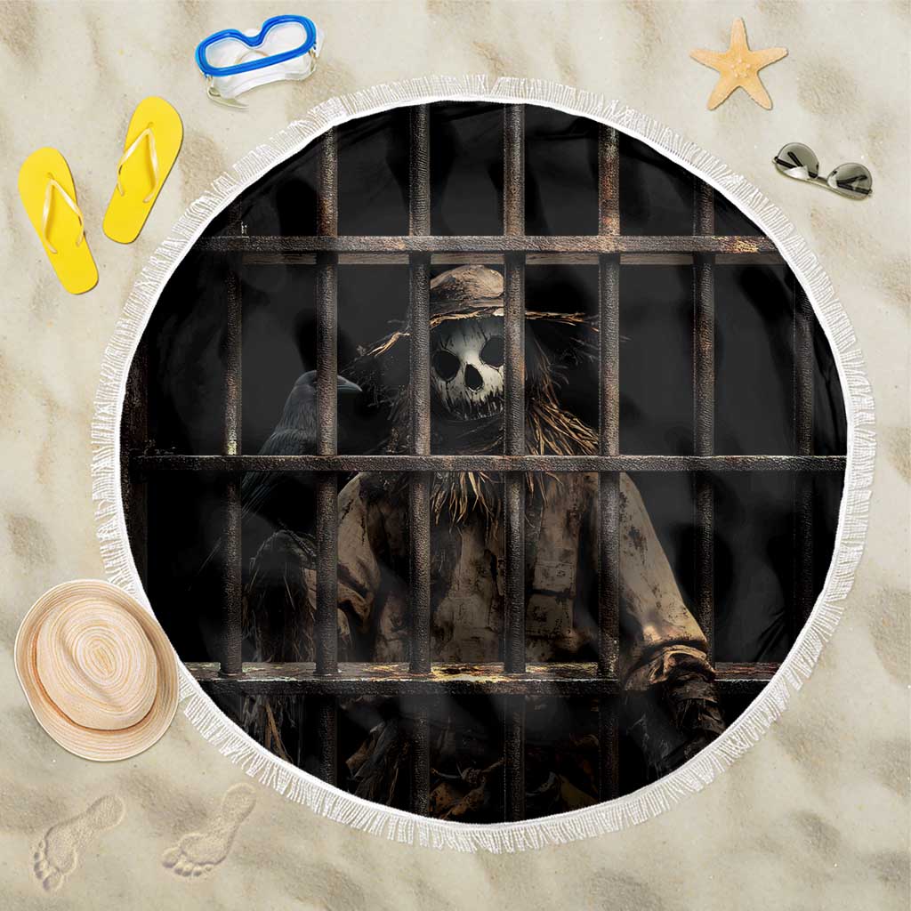 3D Illusion Straw Man Halloween Beach Blanket Behind The Bars - Wonder Print Shop