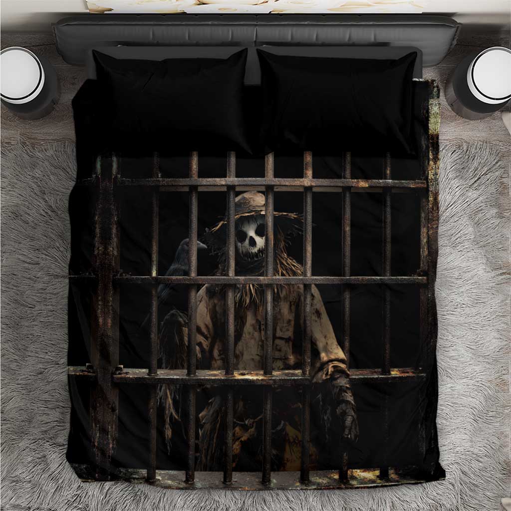 3D Illusion Straw Man Halloween Bedding Set Behind The Bars DT05