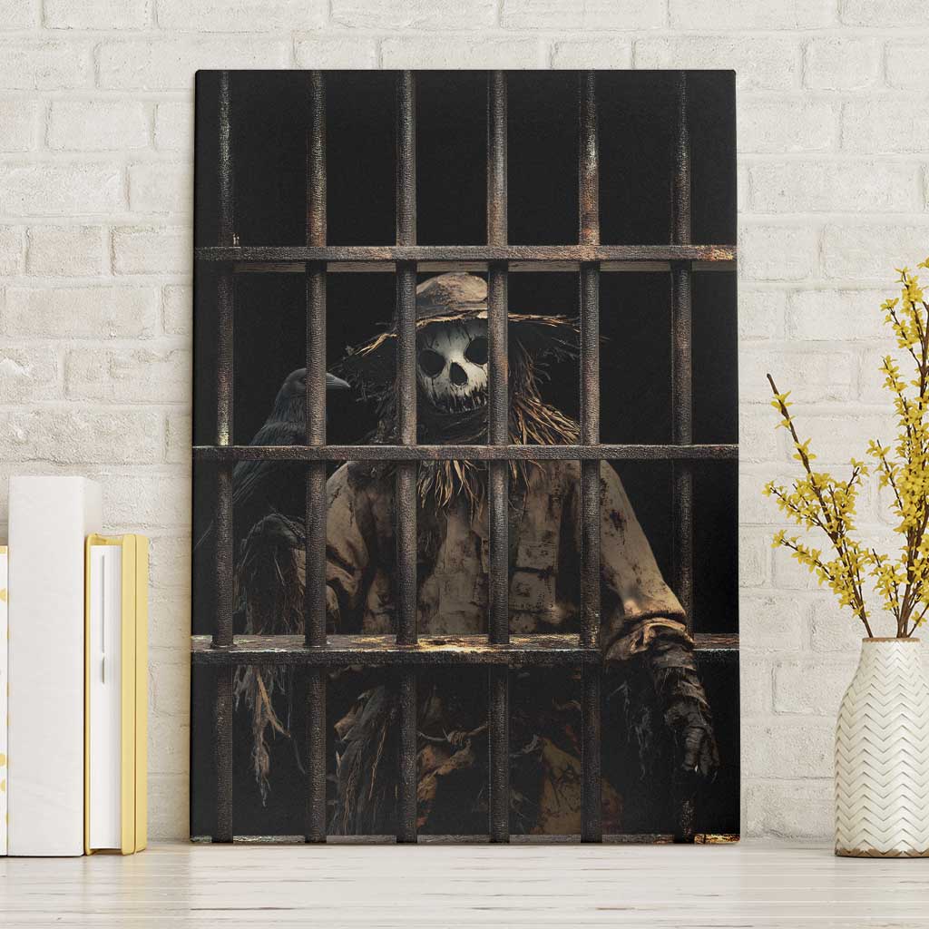 3D Illusion Straw Man Halloween Canvas Wall Art Behind The Bars - Wonder Print Shop