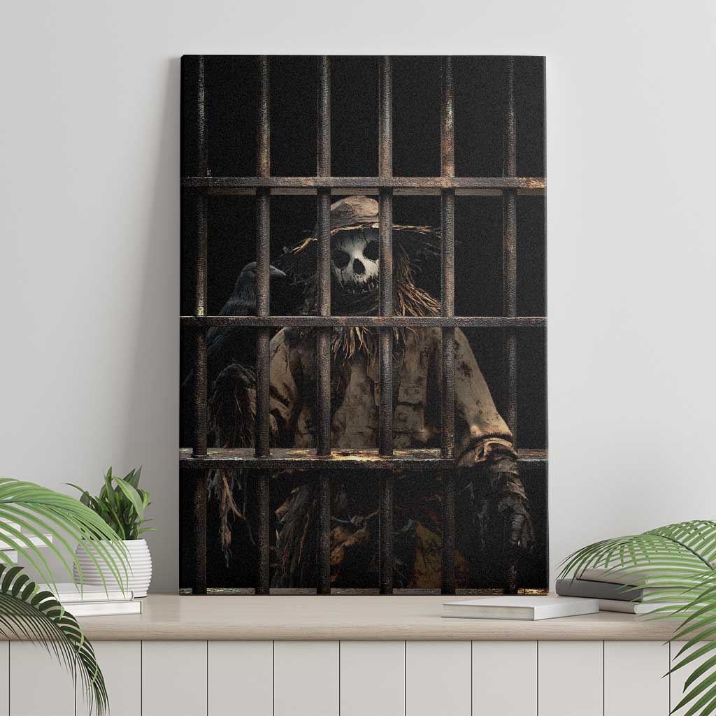 3D Illusion Straw Man Halloween Canvas Wall Art Behind The Bars - Wonder Print Shop