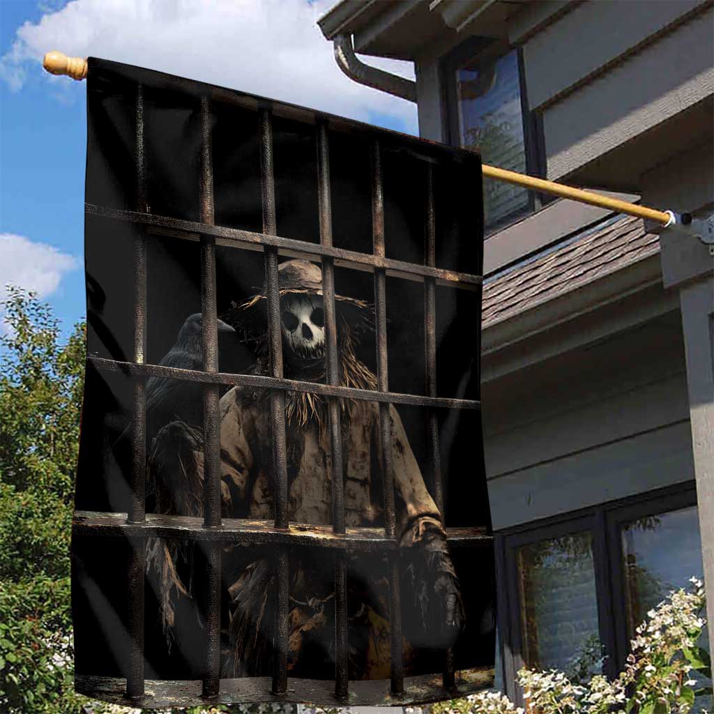 3D Illusion Straw Man Halloween Garden Flag Behind The Bars - Wonder Print Shop