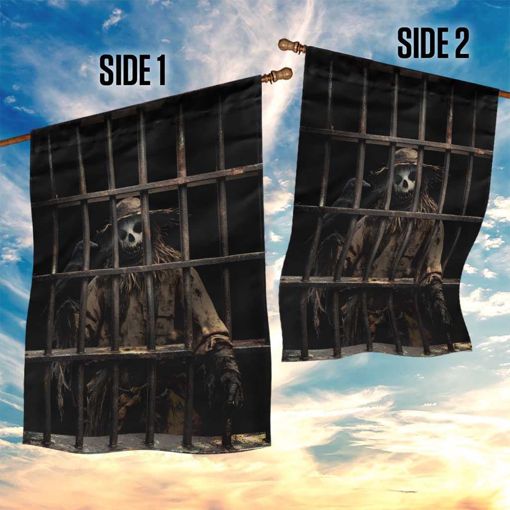 3D Illusion Straw Man Halloween Garden Flag Behind The Bars - Wonder Print Shop
