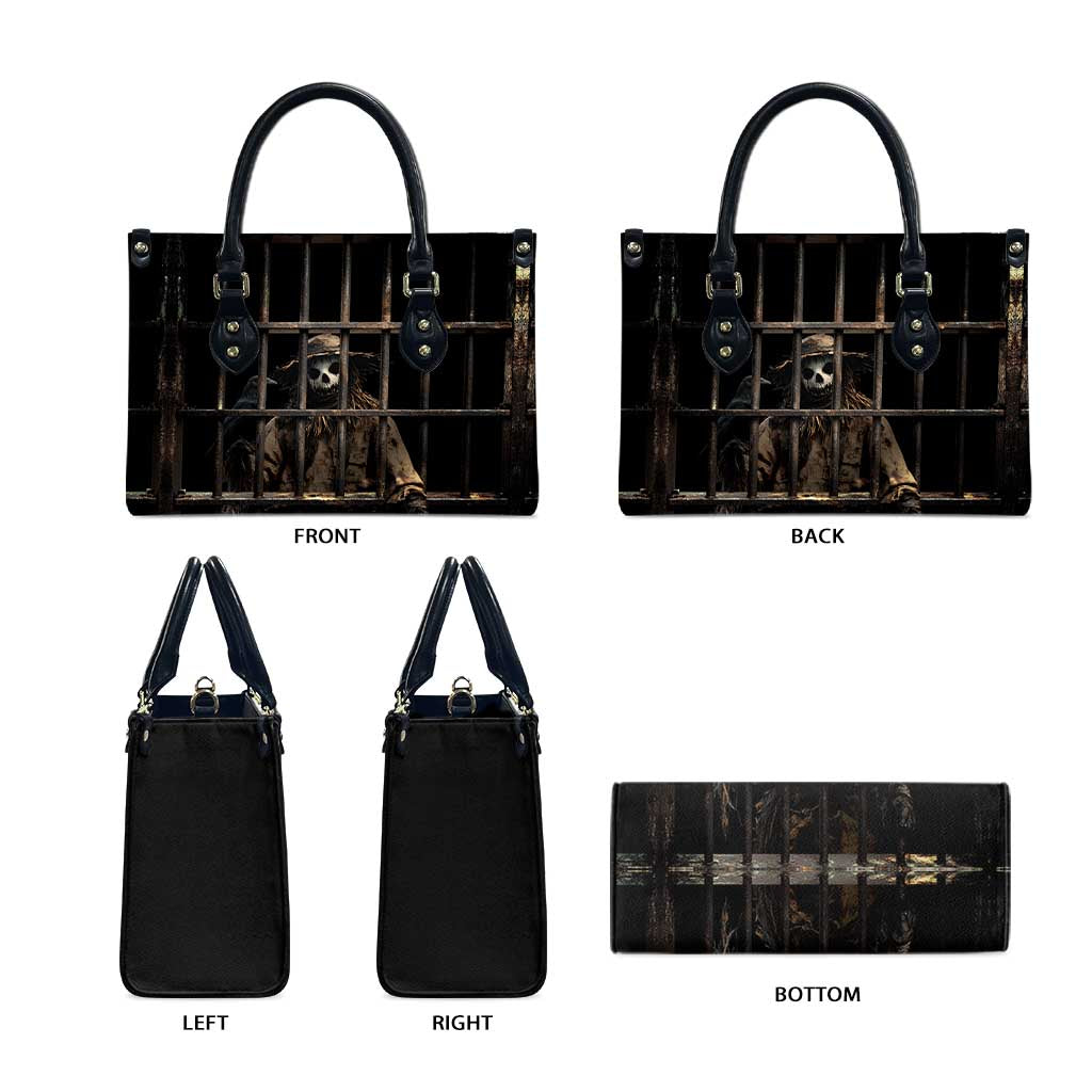 3D Illusion Straw Man Halloween Leather Bag Behind The Bars DT05