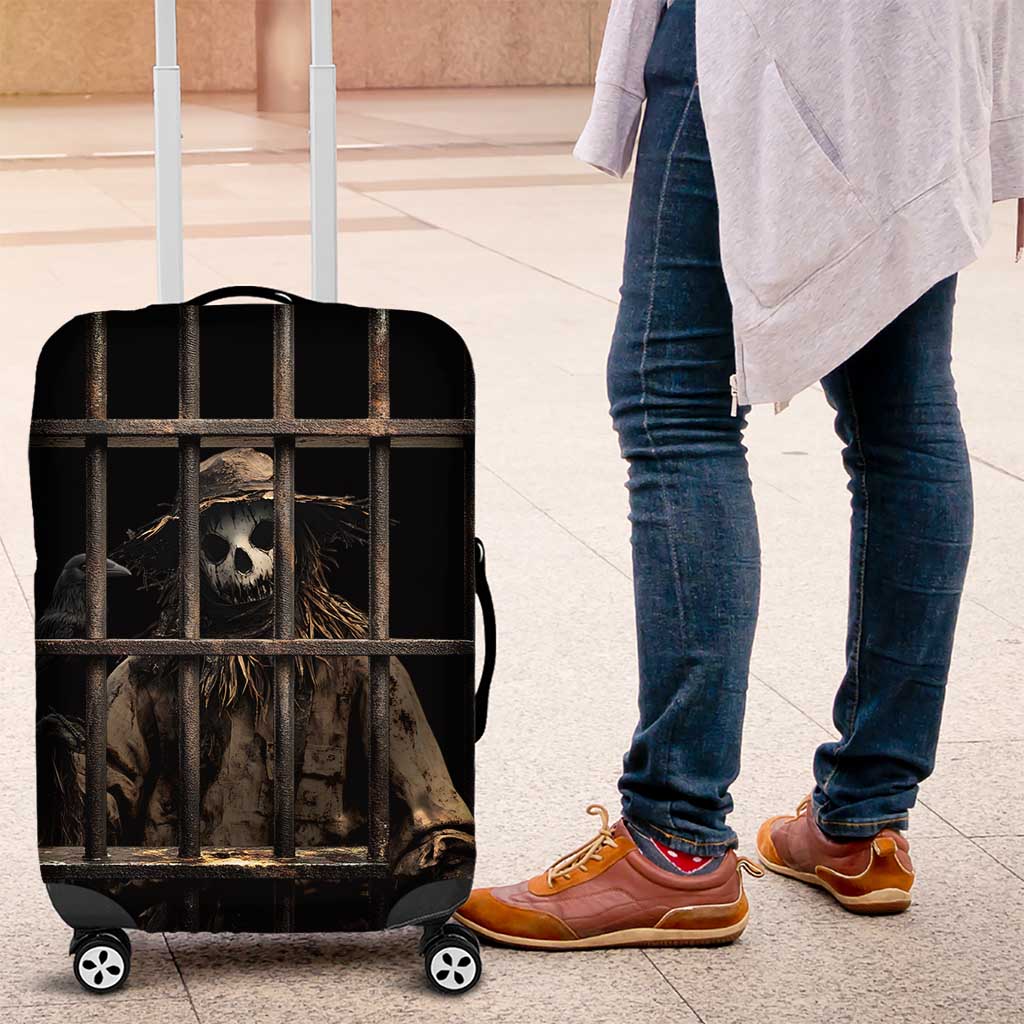 3D Illusion Straw Man Halloween Luggage Cover Behind The Bars - Wonder Print Shop