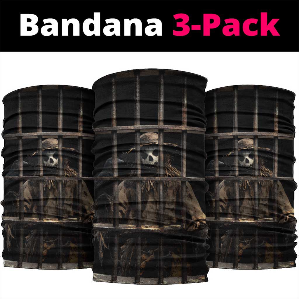 3D Illusion Straw Man Halloween Neck Gaiter Behind The Bars - Wonder Print Shop