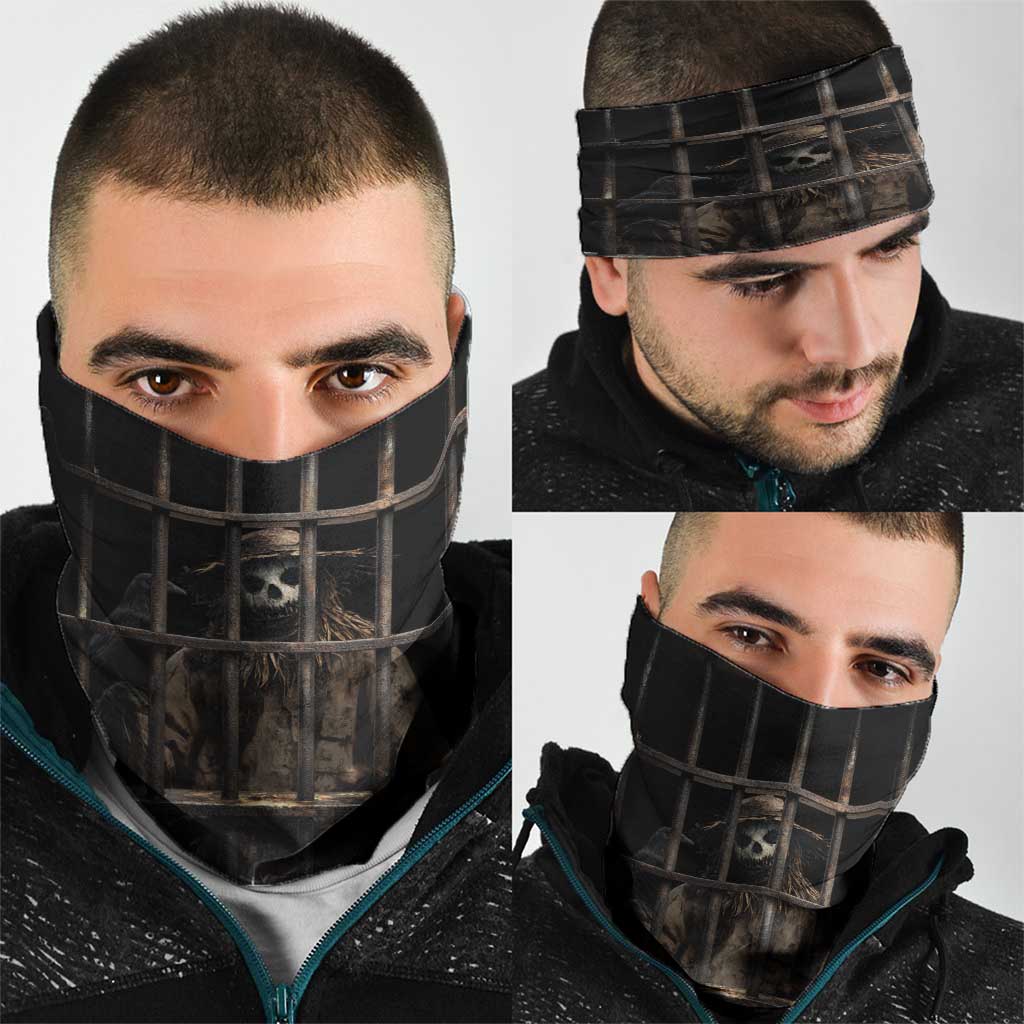 3D Illusion Straw Man Halloween Neck Gaiter Behind The Bars - Wonder Print Shop
