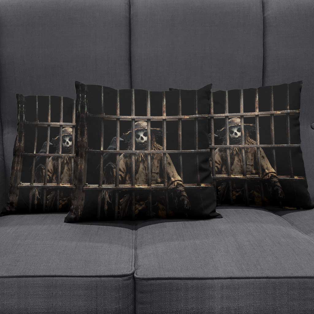 3D Illusion Straw Man Halloween Pillow Cover Behind The Bars - Wonder Print Shop