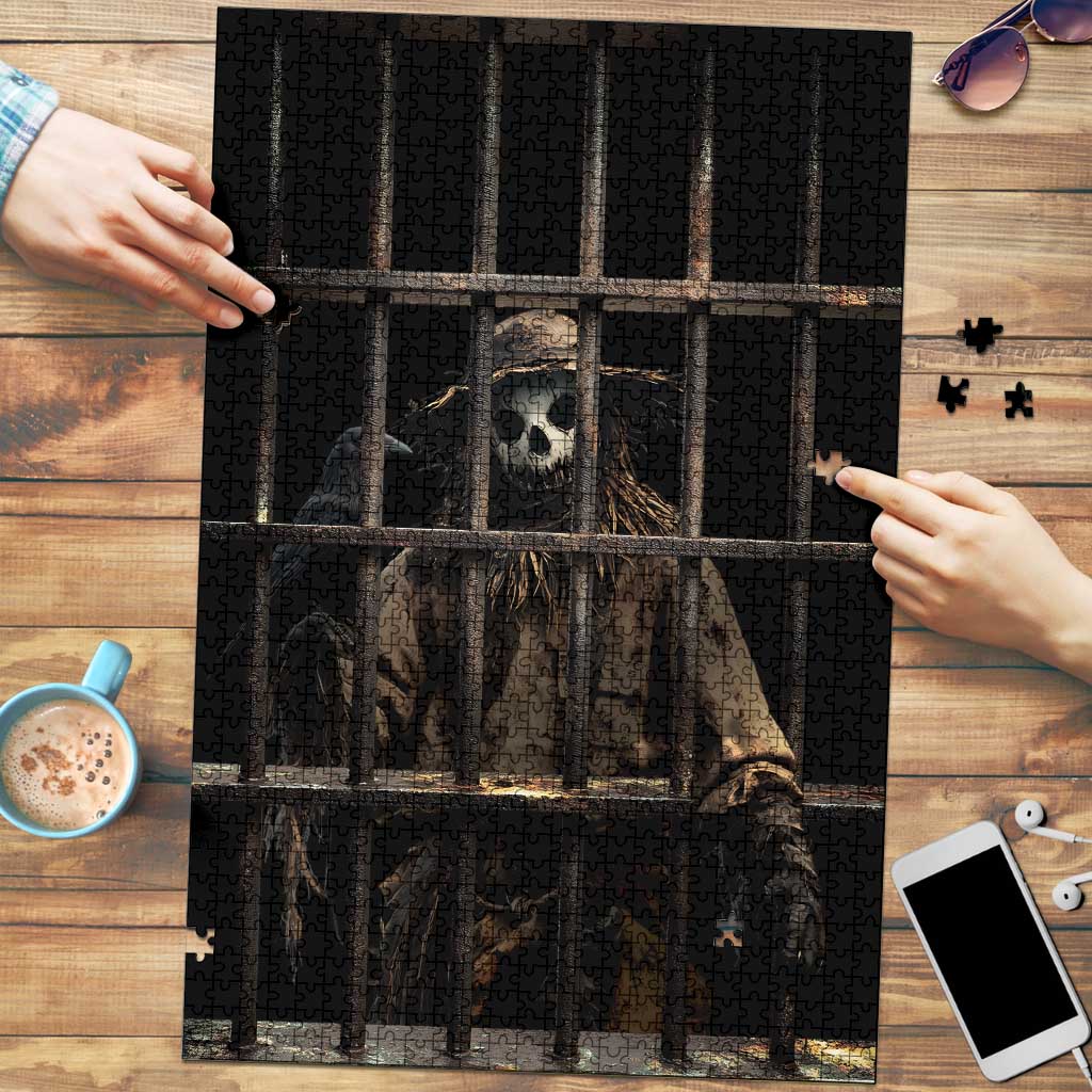 3D Illusion Straw Man Halloween Puzzle Behind The Bars - Wonder Print Shop