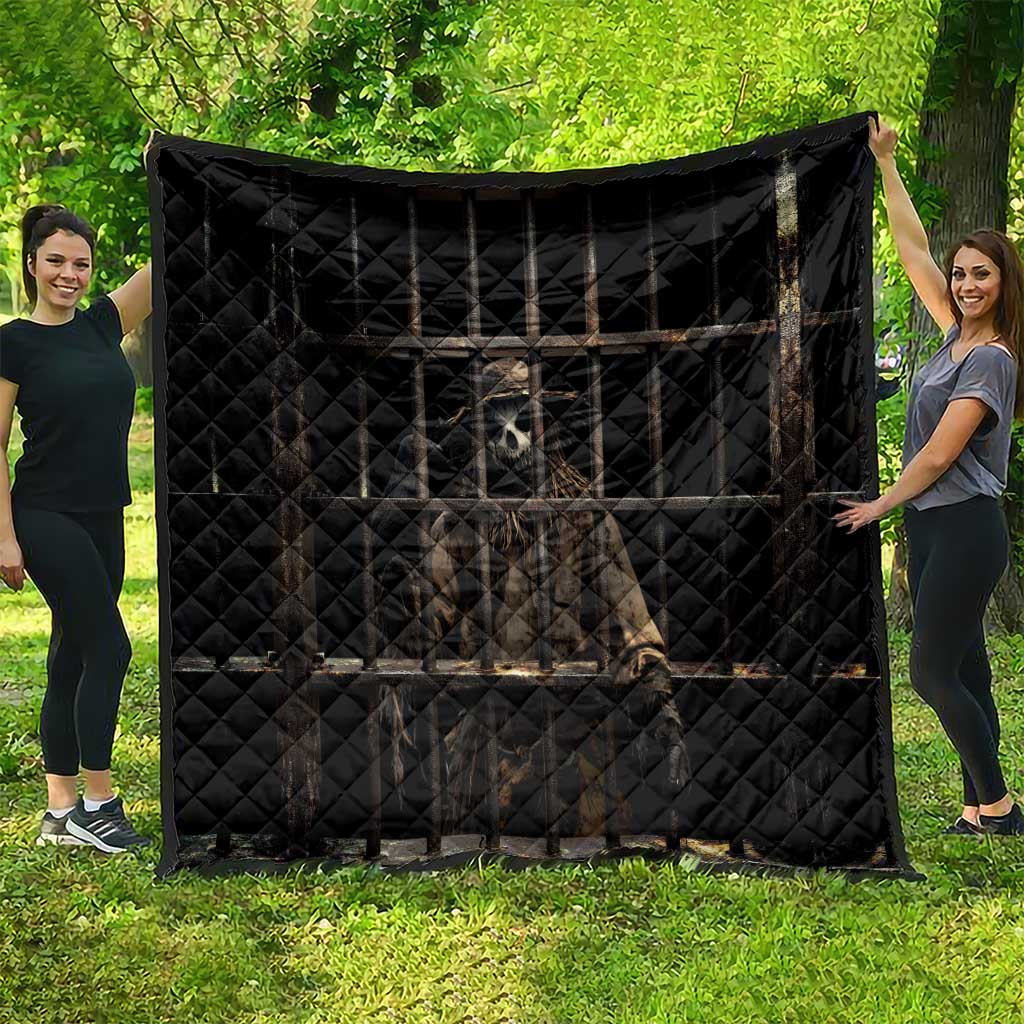 3D Illusion Straw Man Halloween Quilt Behind The Bars - Wonder Print Shop