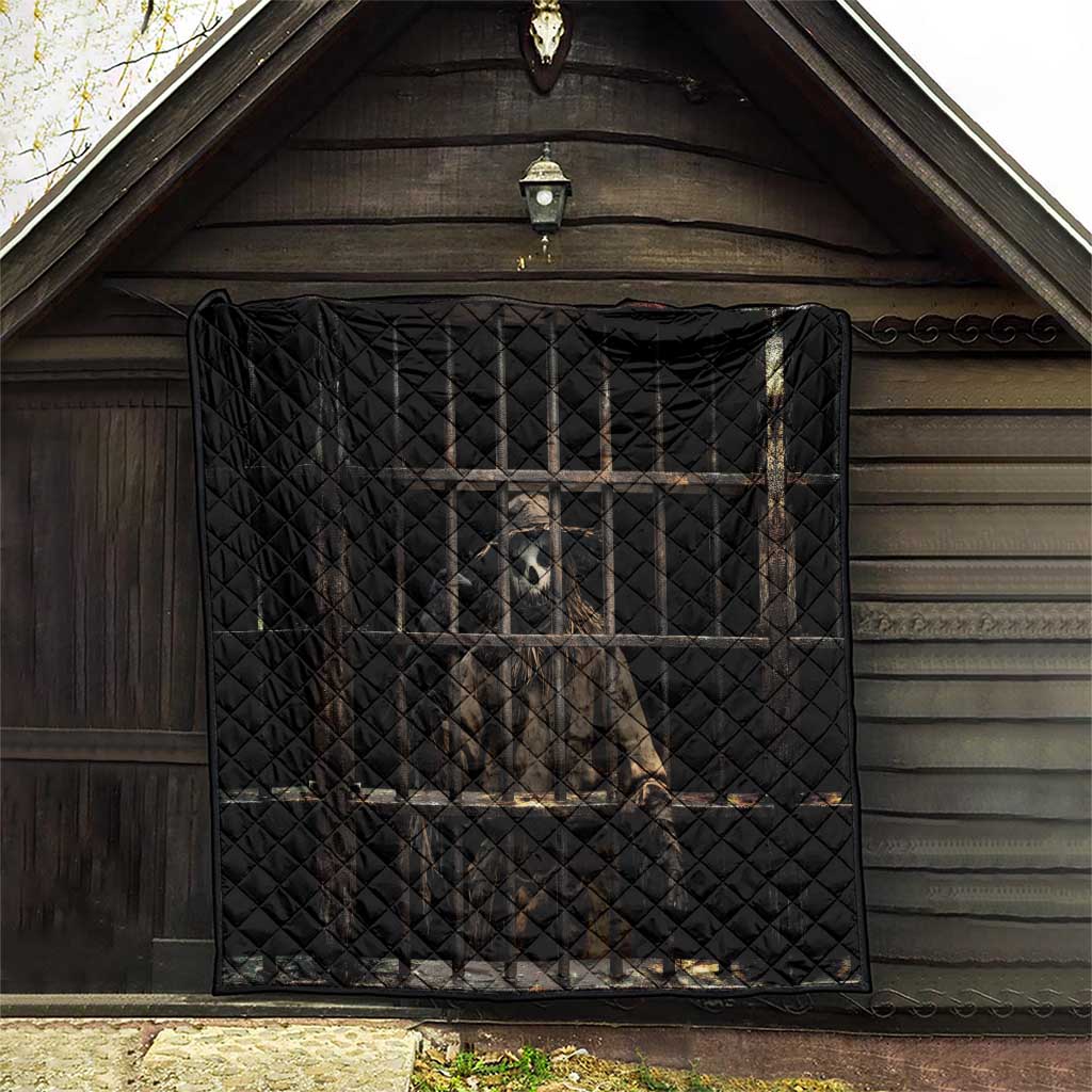 3D Illusion Straw Man Halloween Quilt Behind The Bars - Wonder Print Shop