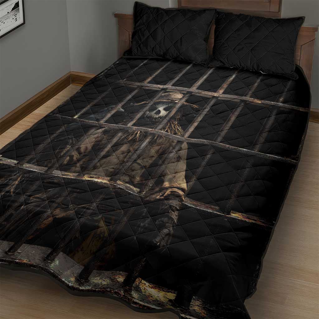 3D Illusion Straw Man Halloween Quilt Bed Set Behind The Bars DT05