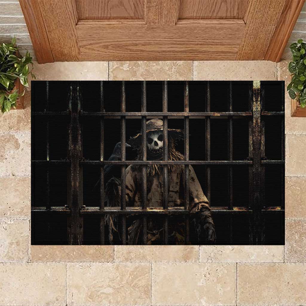 3D Illusion Straw Man Halloween Rubber Doormat Behind The Bars - Wonder Print Shop