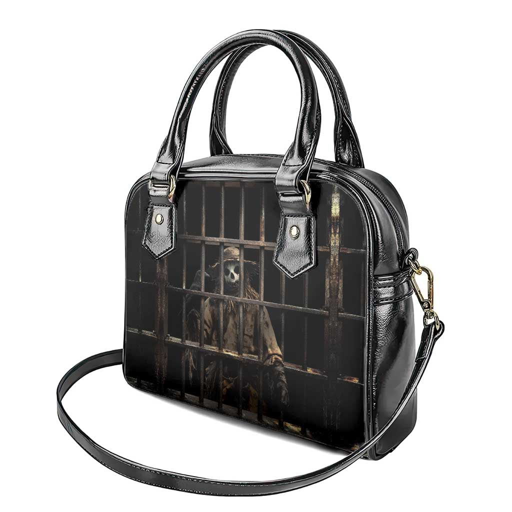 3D Illusion Straw Man Halloween Shoulder Handbag Behind The Bars - Wonder Print Shop