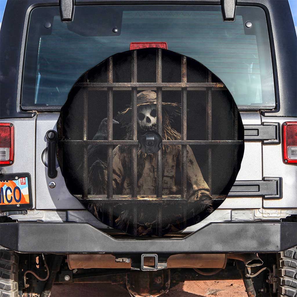 3D Illusion Straw Man Halloween Spare Tire Cover Behind The Bars - Wonder Print Shop