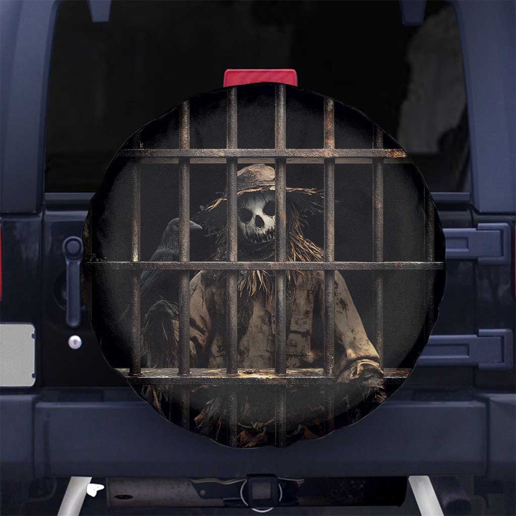 3D Illusion Straw Man Halloween Spare Tire Cover Behind The Bars - Wonder Print Shop